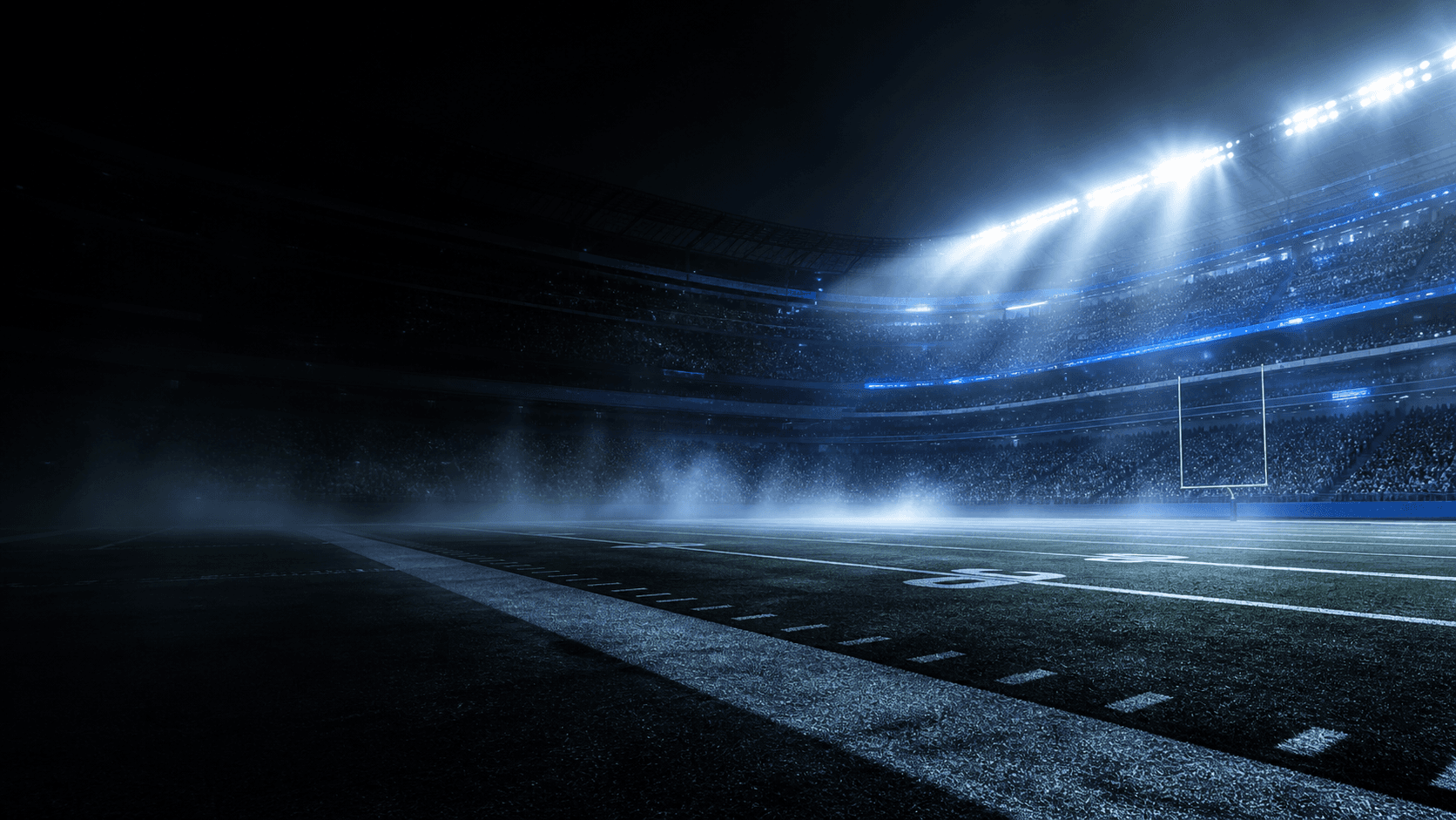 Cinematic football stadium lights and fog